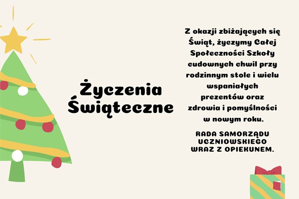 Życzenia Bożonarodzeniowe od Samorządu Ucnziowskiego